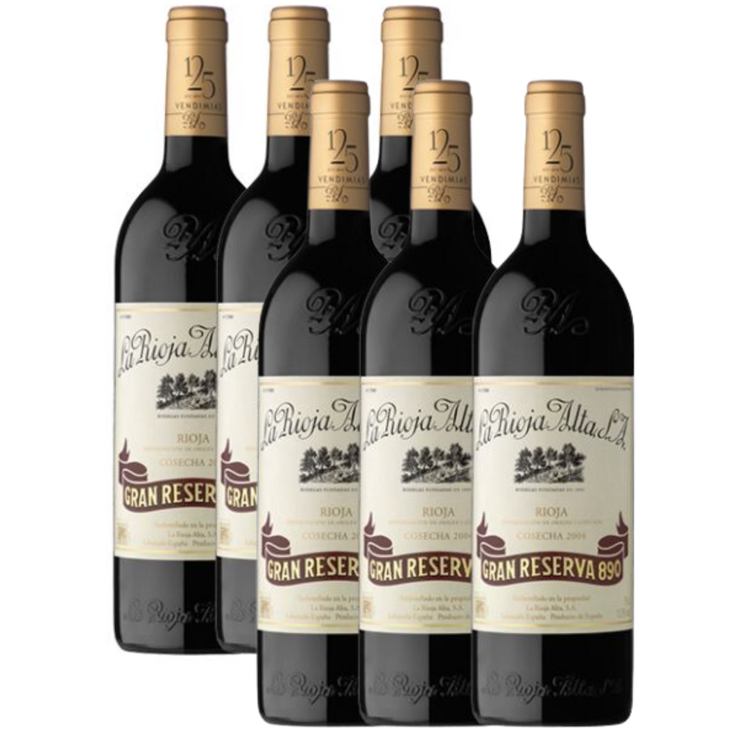 La Rioja Alta 890 6 Bottles Vertical Case (1995x2, 1998, 2001x2, 2004) (6x0.75L)