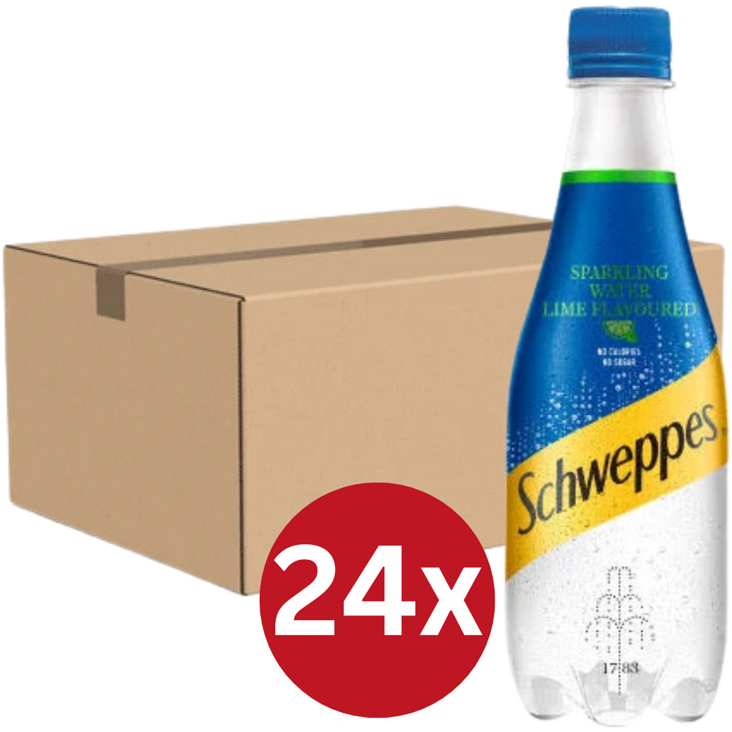 Schweppes Lime Sparkling Water 24x410ml (Plastic Bottle)