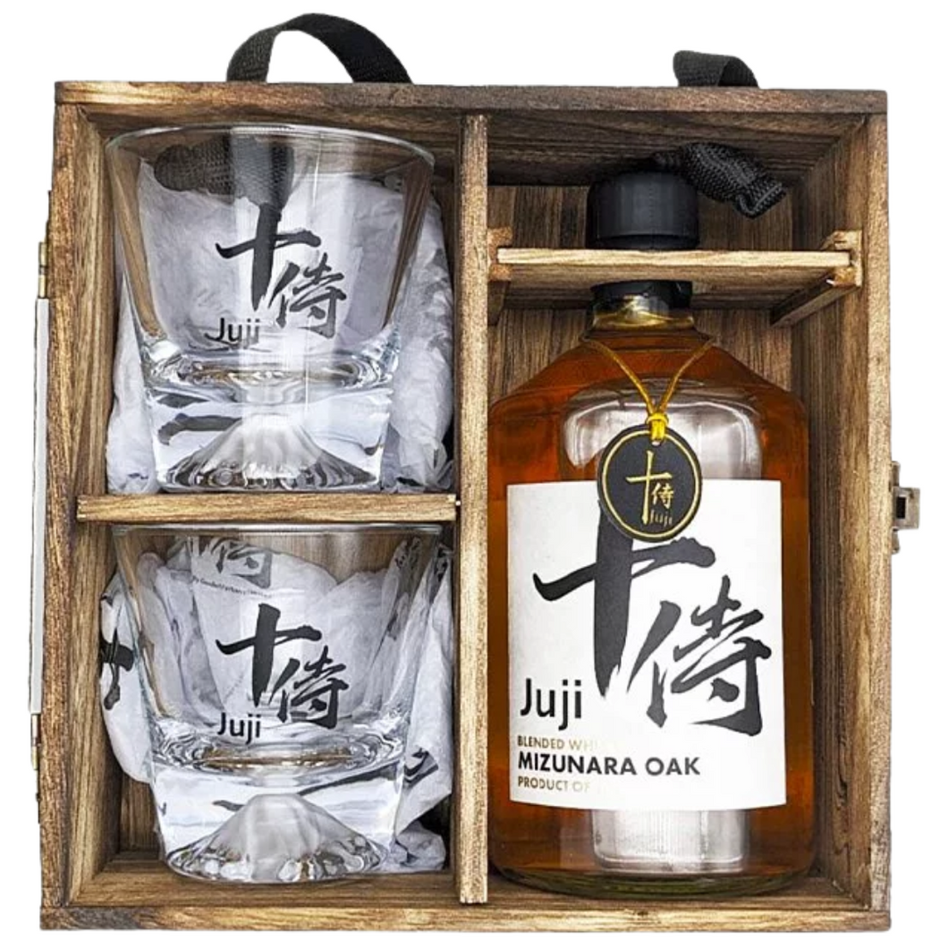 Juji Mizunara Oak Blended Malt Whisky (Limited Edition Woody Gift Set + 2 glass) 700ml